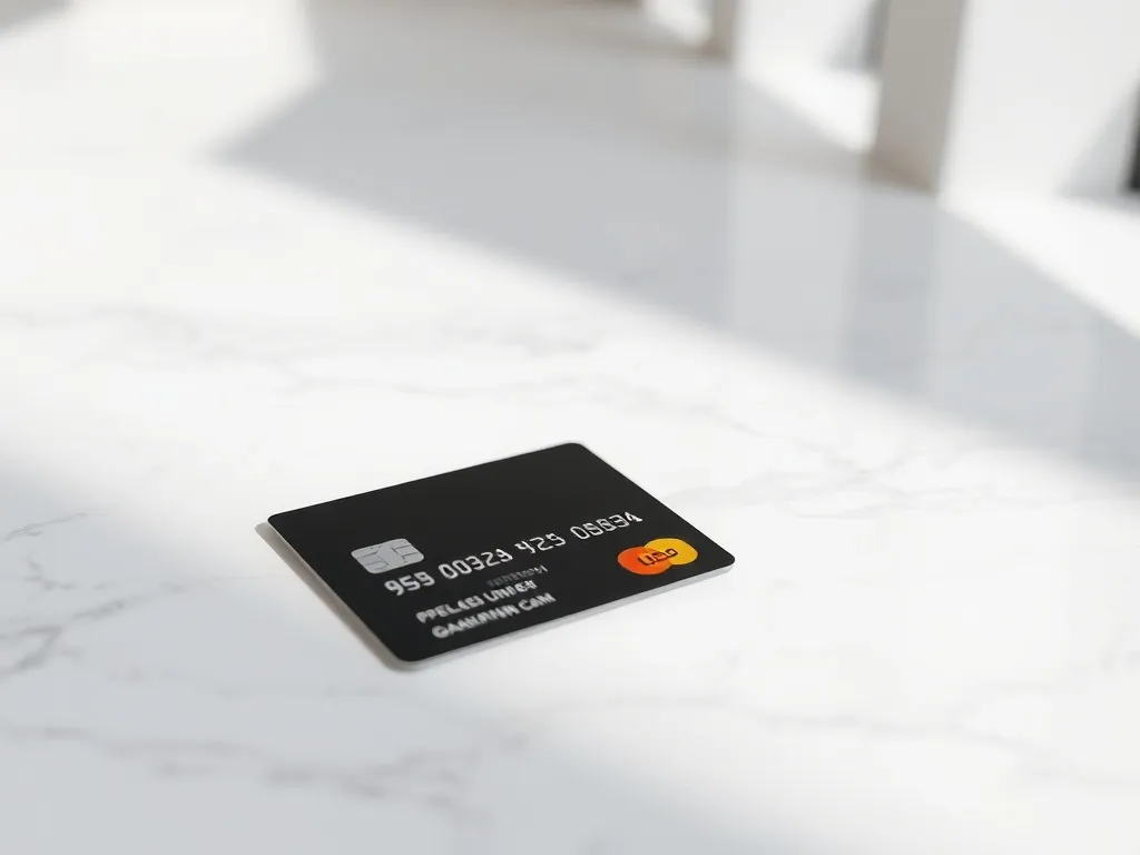 A minimalist close-up of a modern black credit card resting