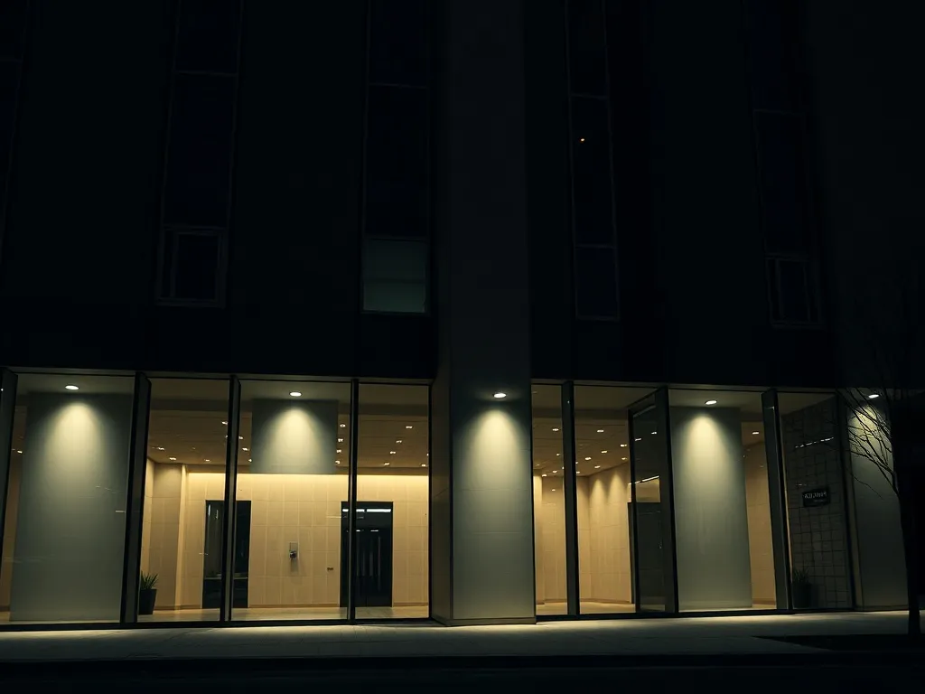 A modern architectural building with clean lines and glass r